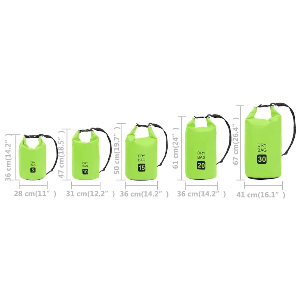 vidaXL Dry Bag Green 4 gal PVC 2781. Picture 10