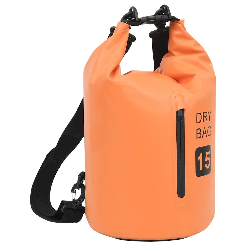 vidaXL Dry Bag with Zipper Orange 4 gal PVC 2784. Picture 1