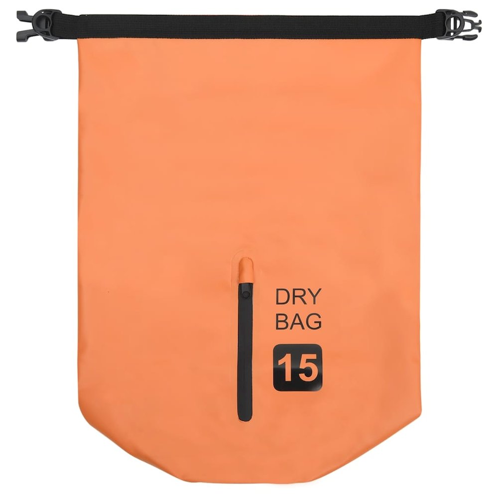 vidaXL Dry Bag with Zipper Orange 4 gal PVC 2784. Picture 3