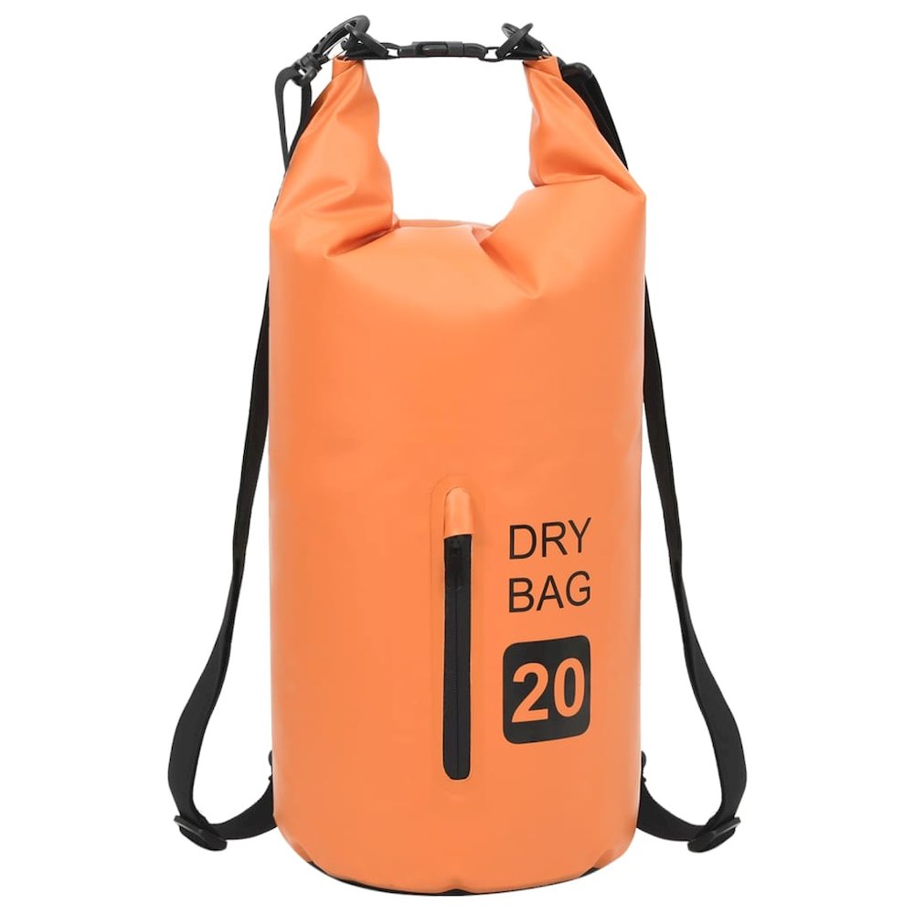 vidaXL Dry Bag with Zipper Orange 5.3 gal PVC 2785. Picture 2