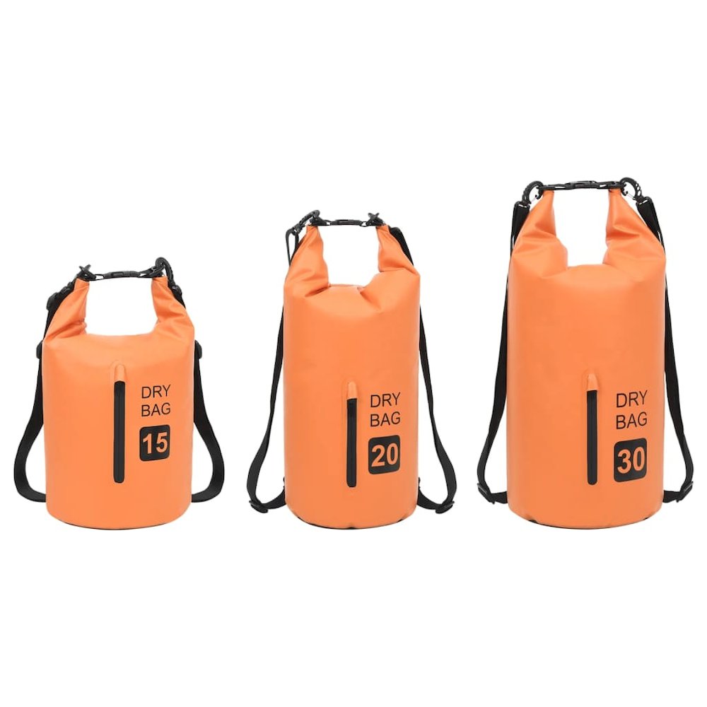 vidaXL Dry Bag with Zipper Orange 7.9 gal PVC 2786. Picture 8