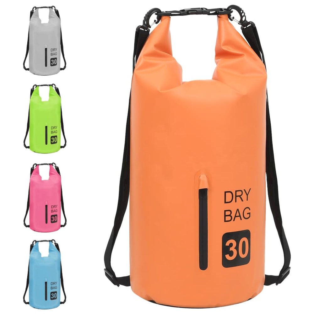 vidaXL Dry Bag with Zipper Orange 7.9 gal PVC 2786. Picture 9