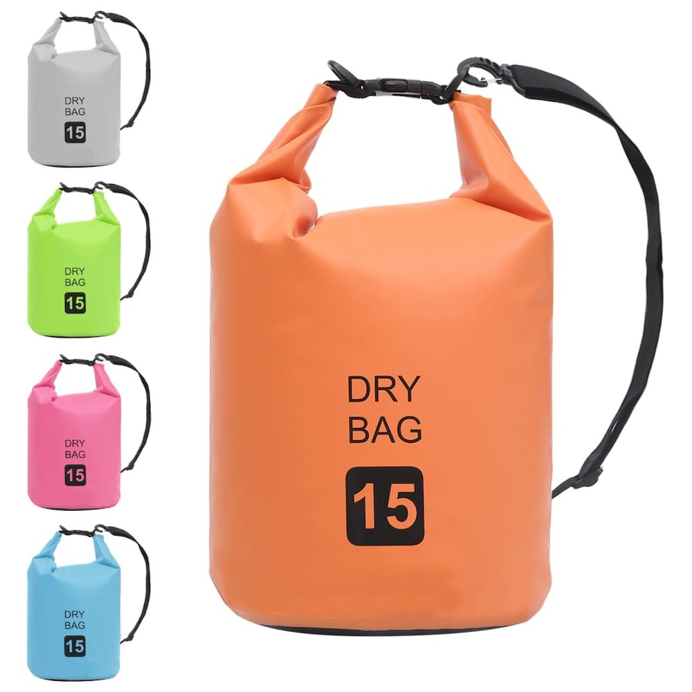 vidaXL Dry Bag Orange 4 gal PVC 2789. Picture 9