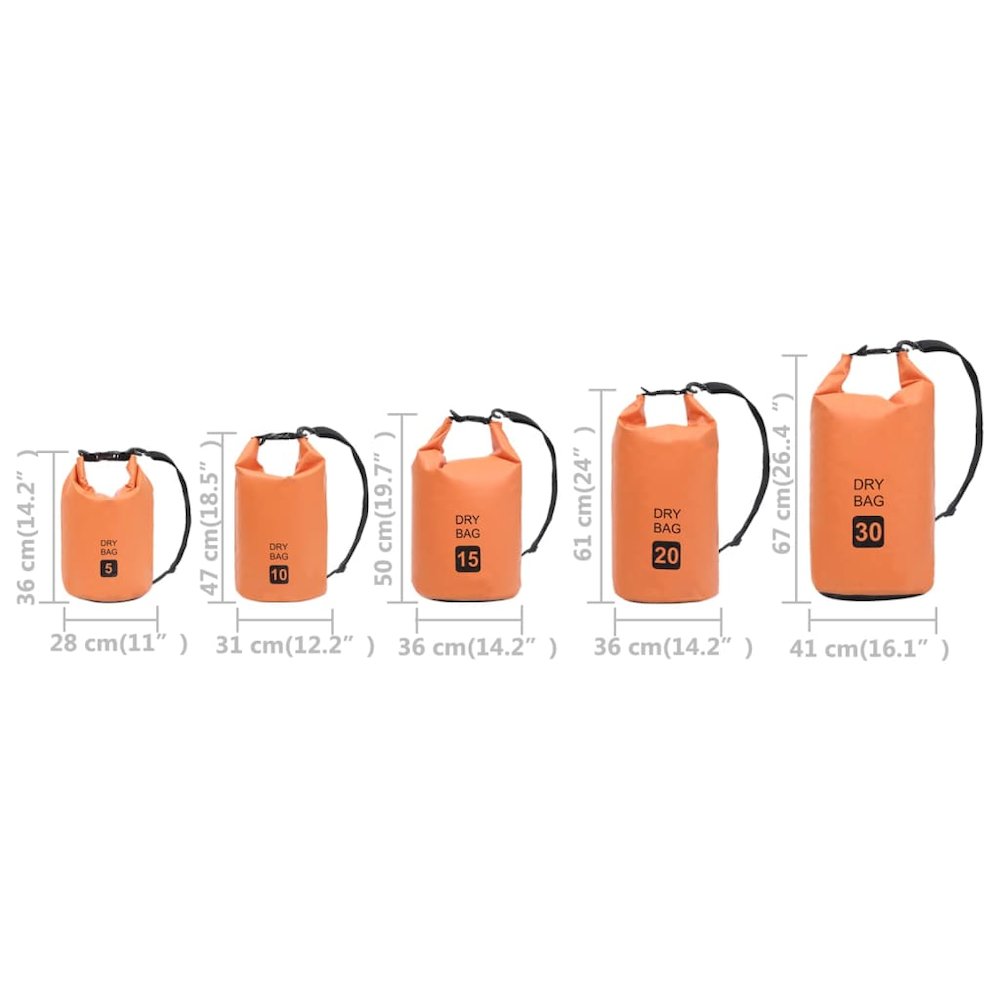 vidaXL Dry Bag Orange 4 gal PVC 2789. Picture 10