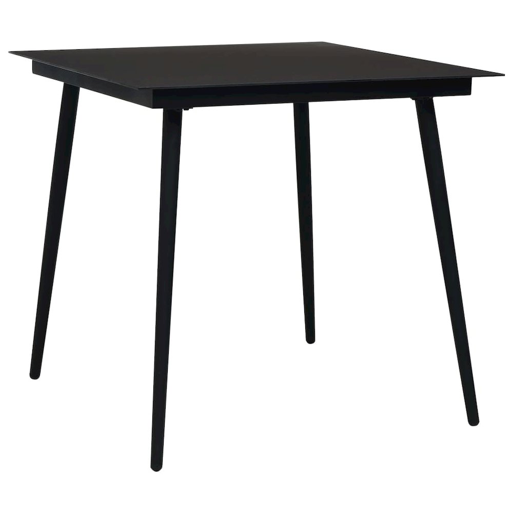 Dining Table Black Glass, Powder-coated Steel 31.5 in Durable. Picture 1
