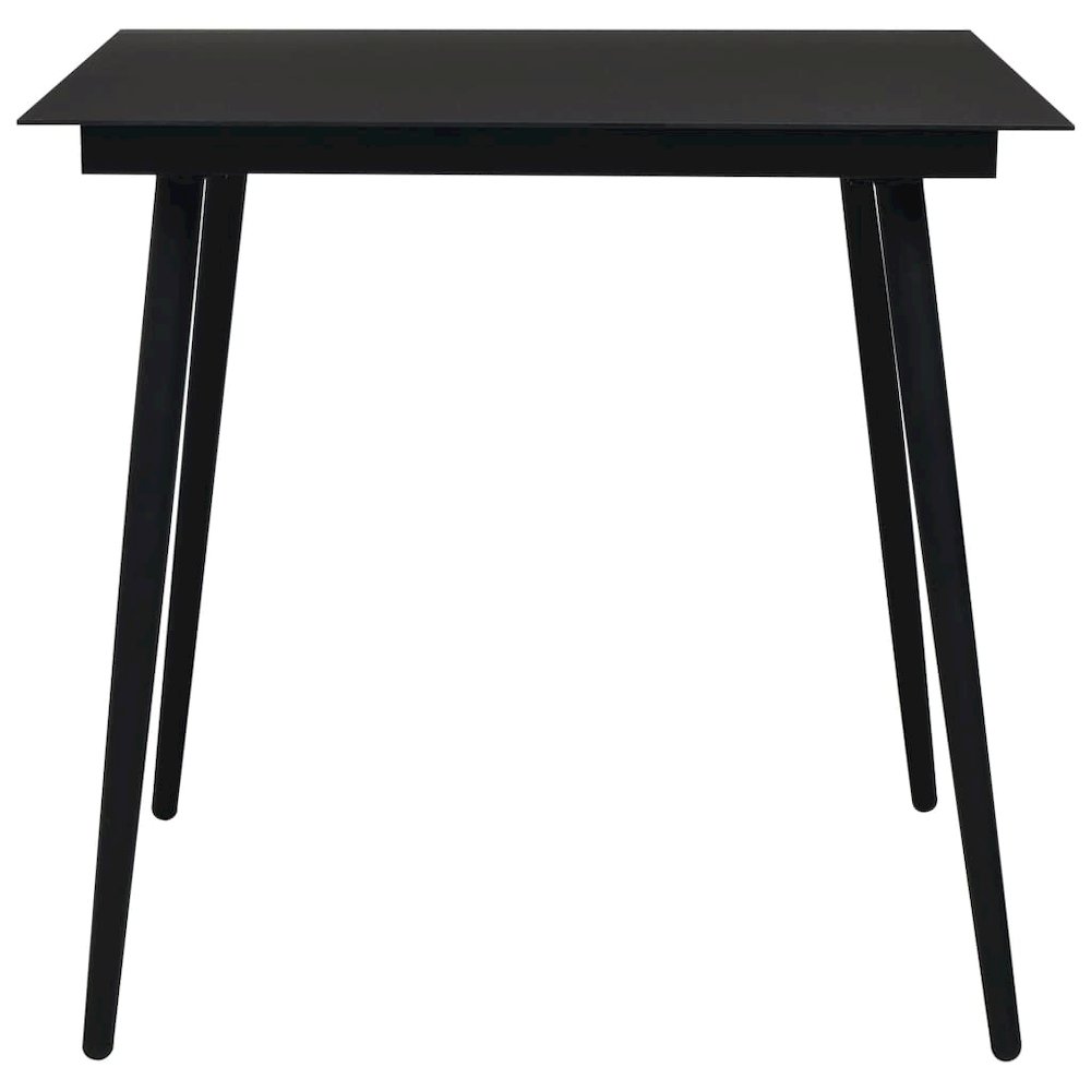 Dining Table Black Glass, Powder-coated Steel 31.5 in Durable. Picture 2