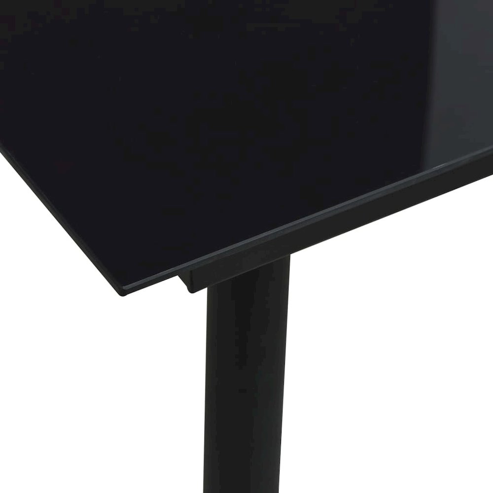 Dining Table Black Glass, Powder-coated Steel 31.5 in Durable. Picture 3