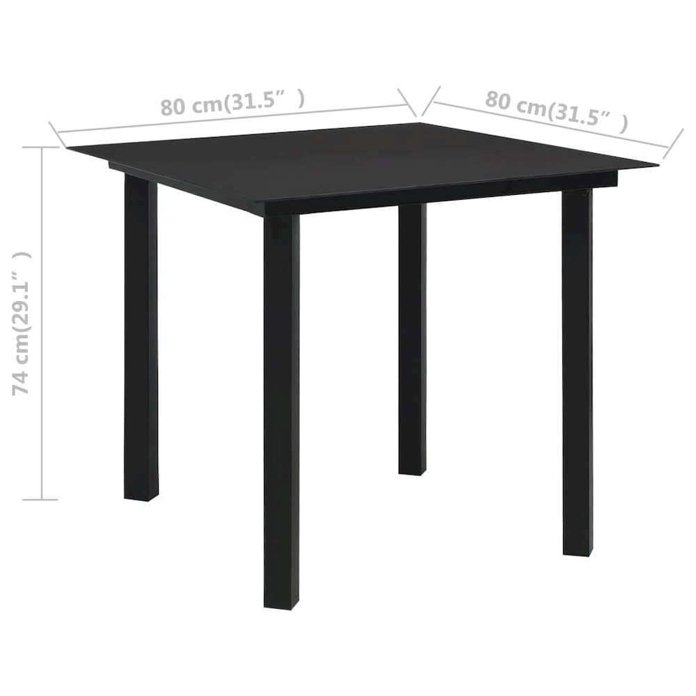 Dining Table Black Glass, powder-coated steel 31.5 x 31.5 in. Picture 4