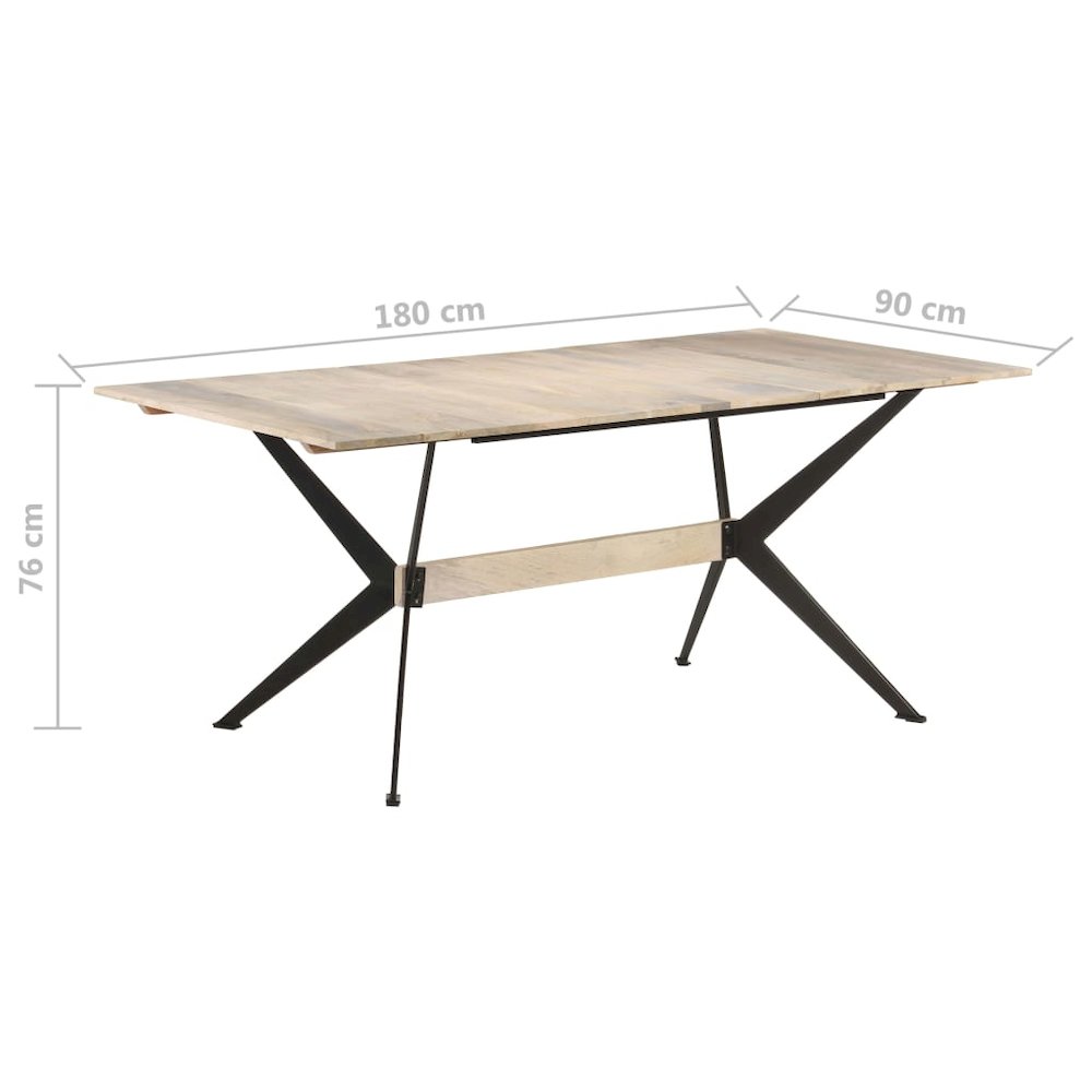 Dining Table Bleached Solid mango wood 70.9 x 35.4 in Durable. Picture 6