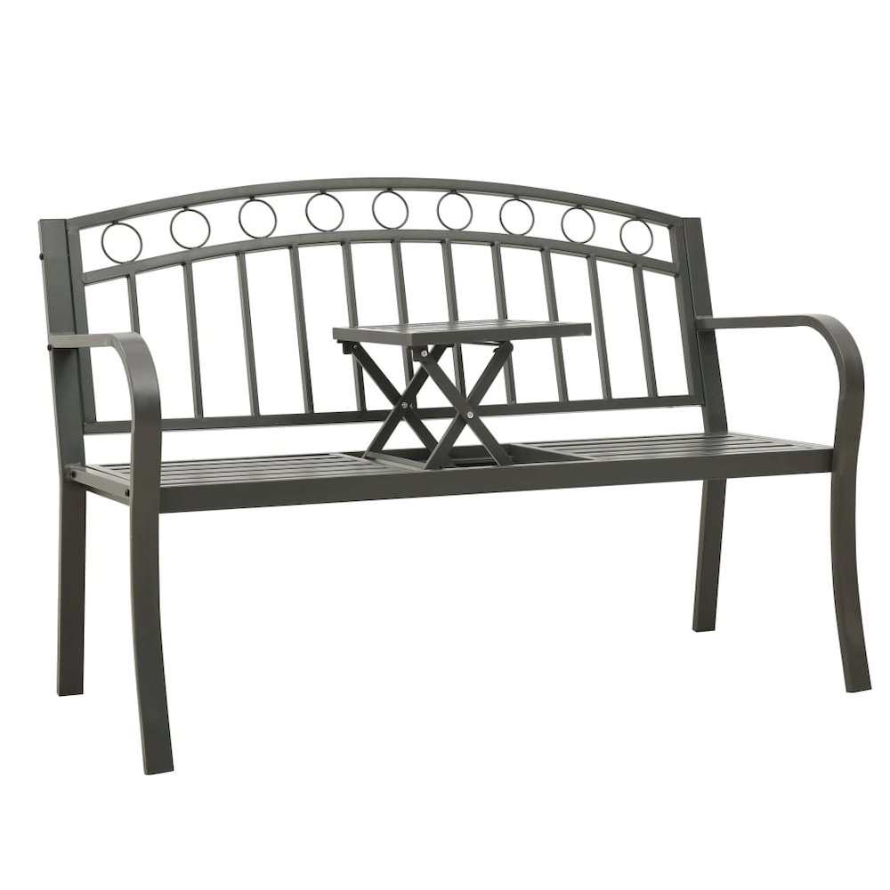 Garden Bench Grey Powder-coated steel Medium Durable. Picture 1