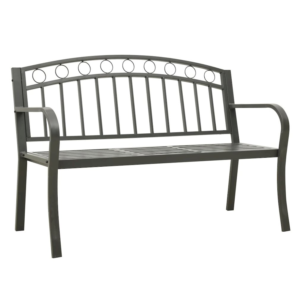 Garden Bench Grey Powder-coated steel Medium Durable. Picture 2