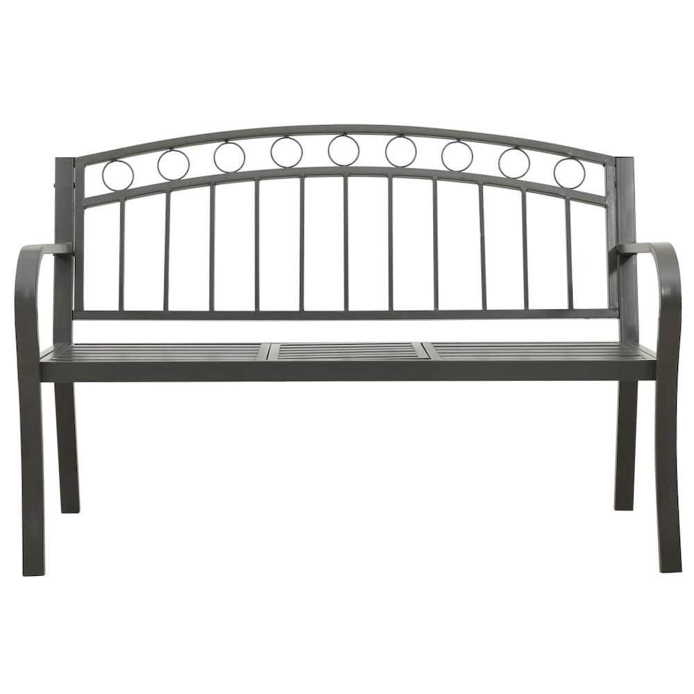 Garden Bench Grey Powder-coated steel Medium Durable. Picture 3