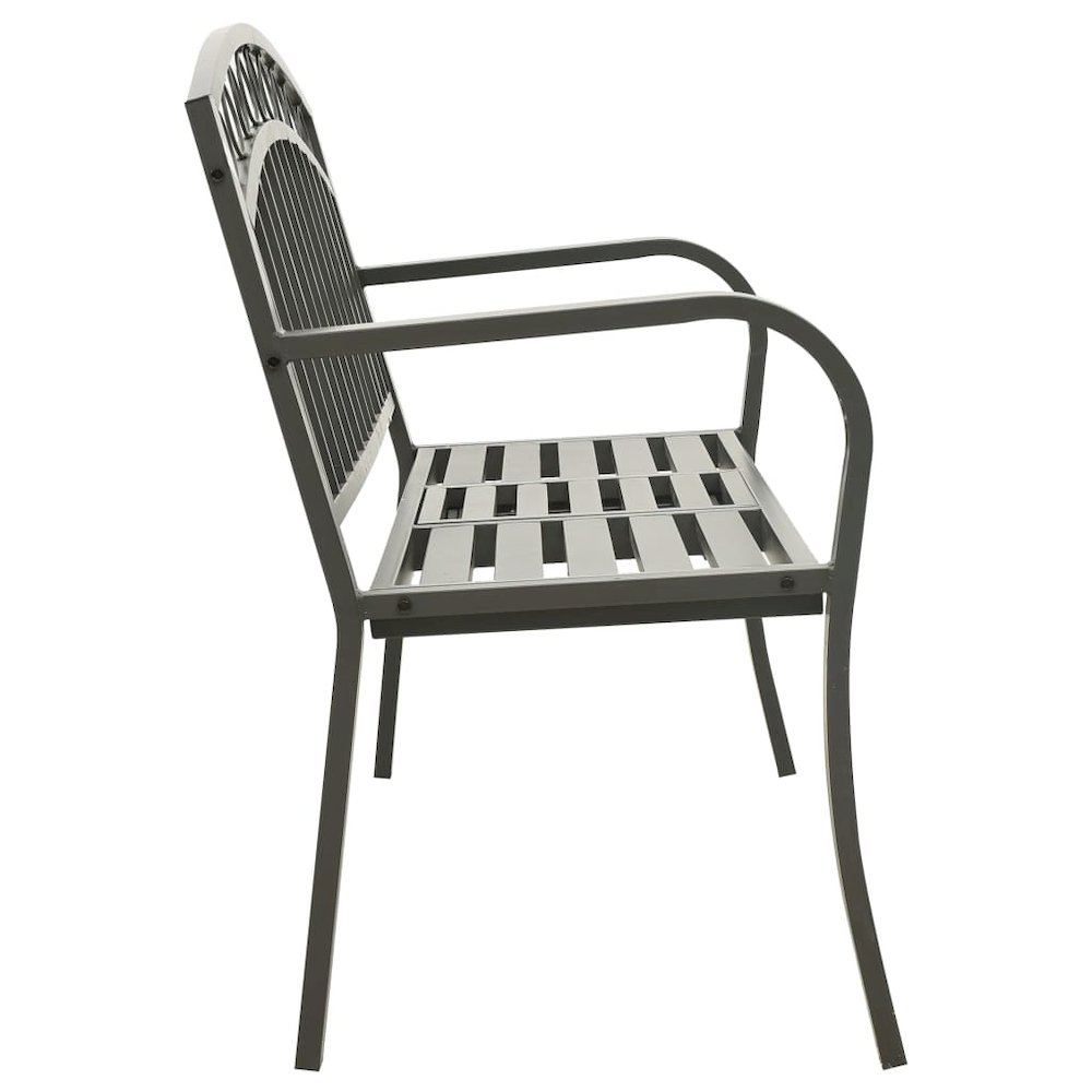 Garden Bench Grey Powder-coated steel Medium Durable. Picture 4
