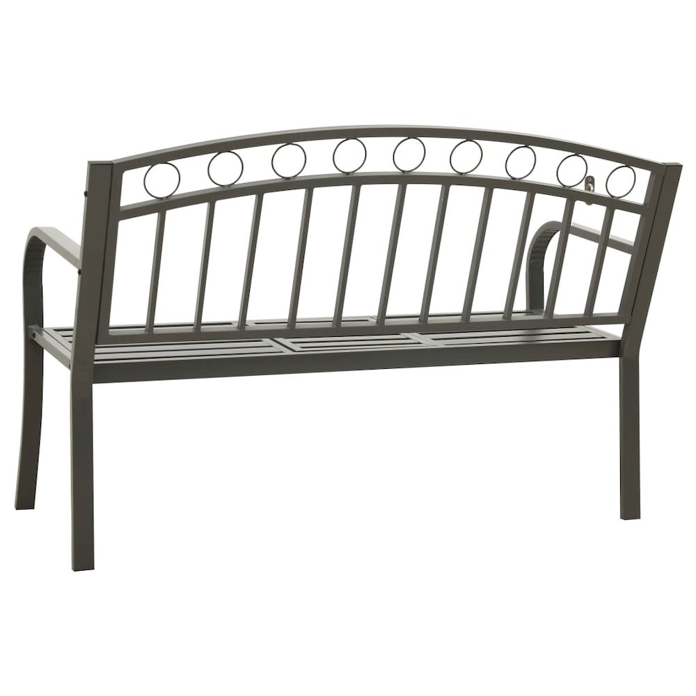 Garden Bench Grey Powder-coated steel Medium Durable. Picture 5