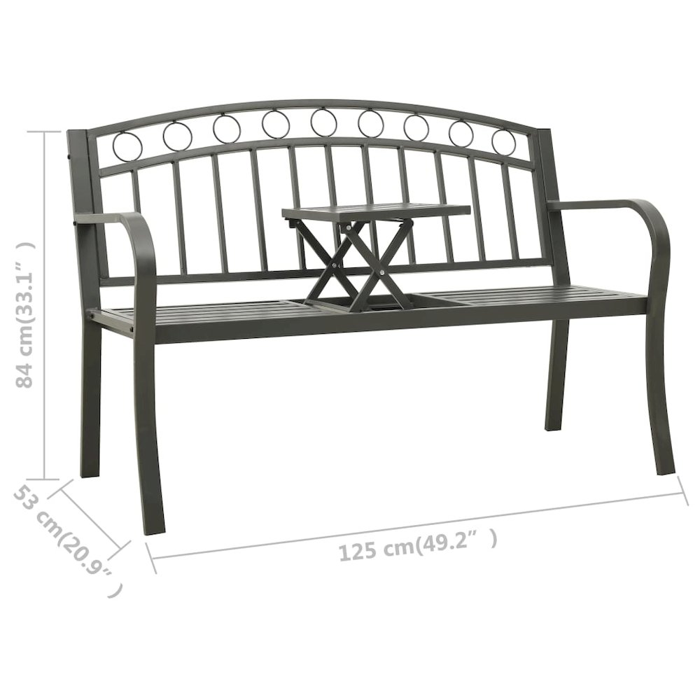Garden Bench Grey Powder-coated steel Medium Durable. Picture 7