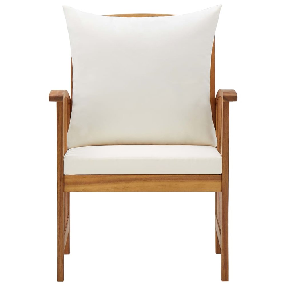 Garden Chair Set of 2 Cream White (Cushions) Solid Acacia wood. Picture 3