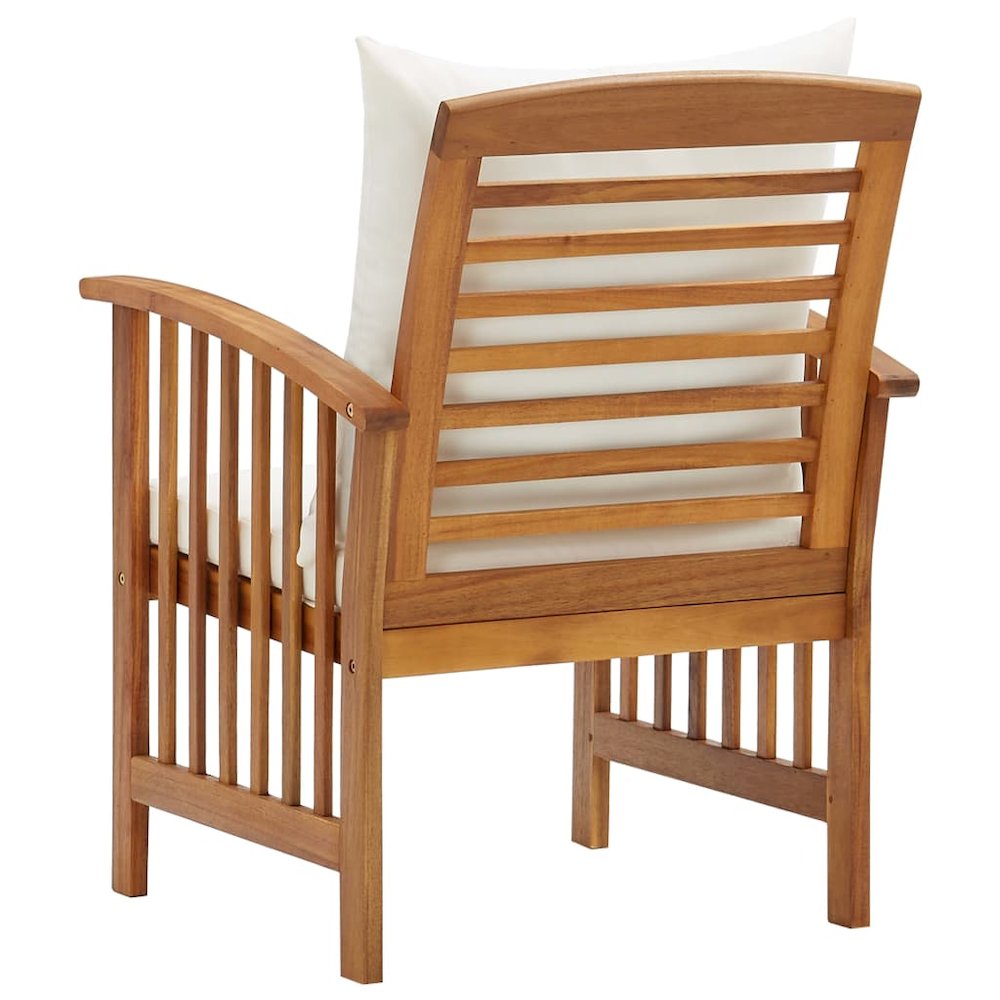 Garden Chair Set of 2 Cream White (Cushions) Solid Acacia wood. Picture 5