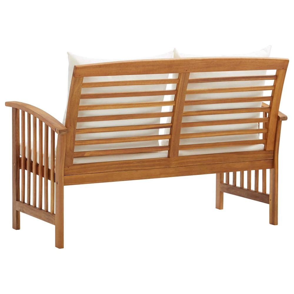Garden Bench Cream White, Natural Wood. Picture 4