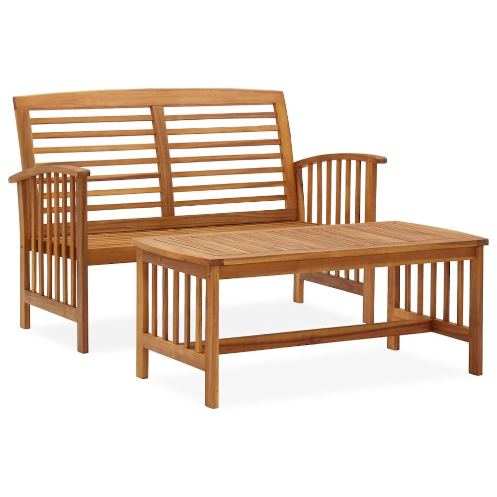 Garden Lounge Set Brown Solid acacia wood Medium Durable. Picture 1