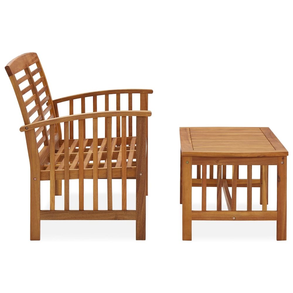 Garden Lounge Set Brown Solid acacia wood Medium Durable. Picture 2
