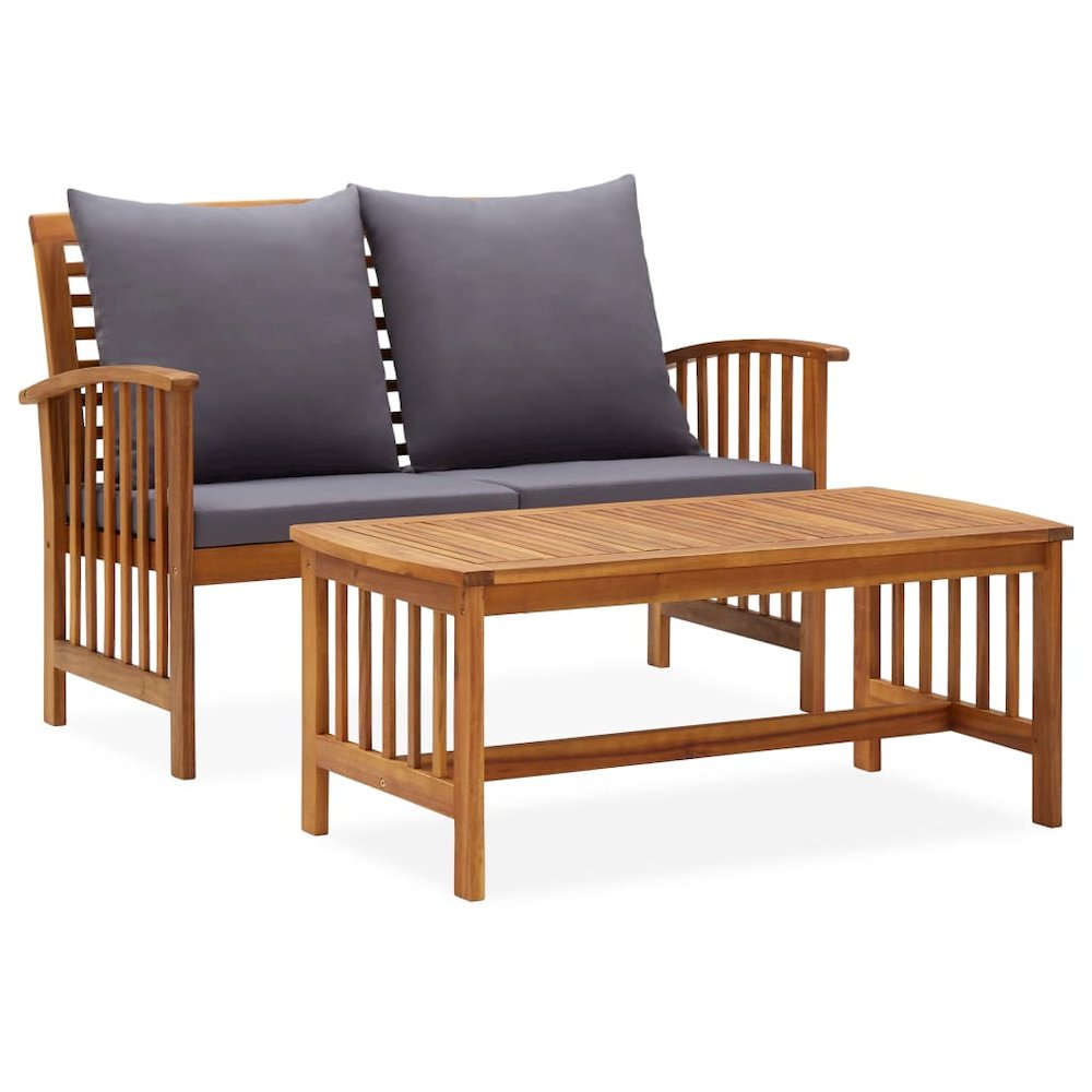Garden Lounge Set Dark grey Solid acacia wood with an oil finish. Picture 1
