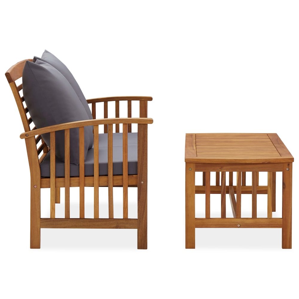 Garden Lounge Set Dark grey Solid acacia wood with an oil finish. Picture 2