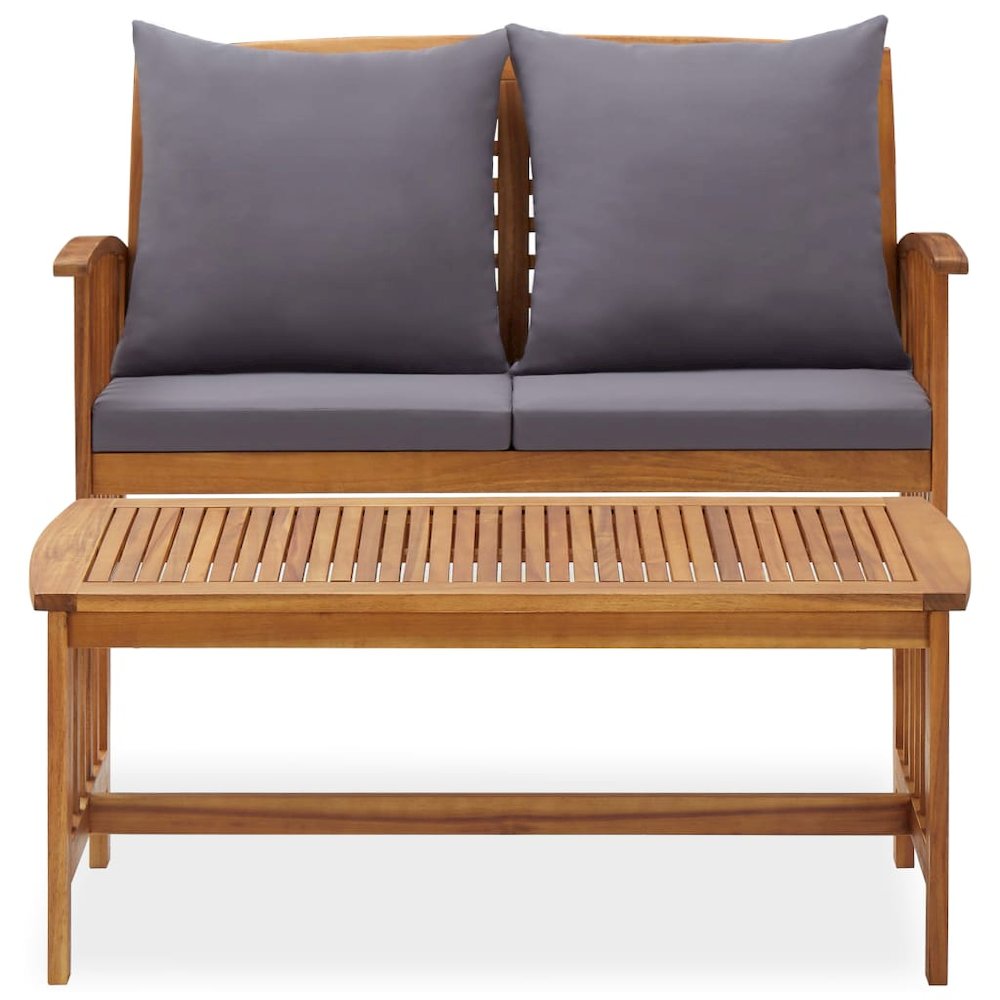 Garden Lounge Set Dark grey Solid acacia wood with an oil finish. Picture 3