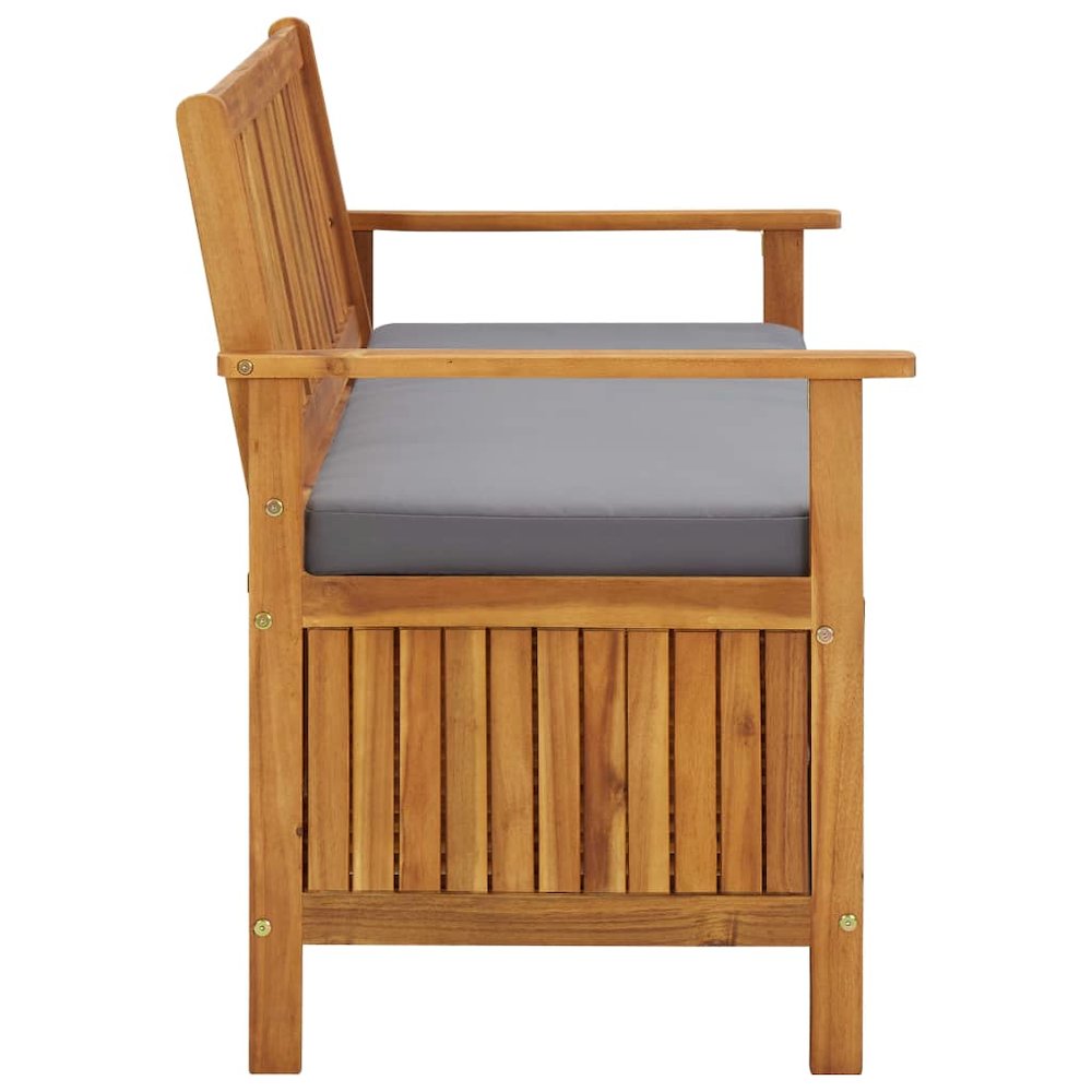 Storage Bench Dark grey seat cushion, Natural wood. Picture 3