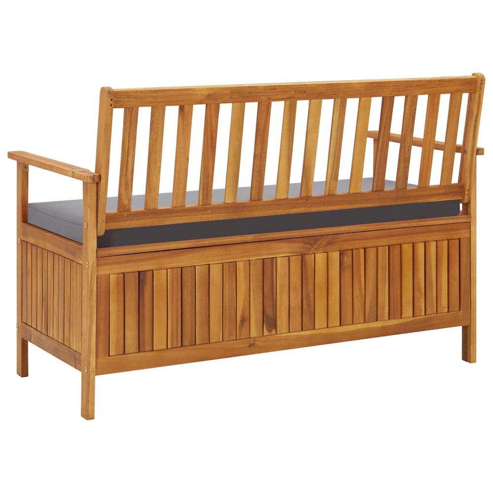 Storage Bench Dark grey seat cushion, Natural wood. Picture 4