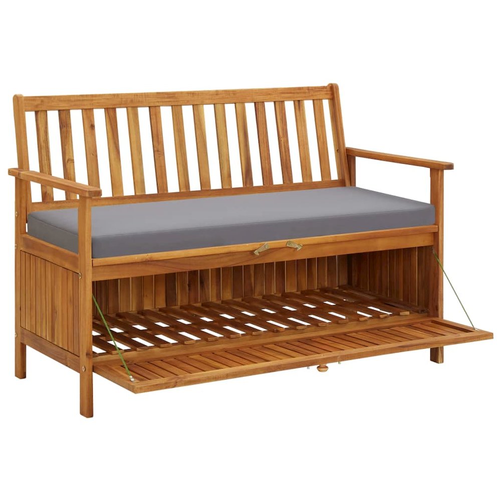 Storage Bench Dark grey seat cushion, Natural wood. Picture 5