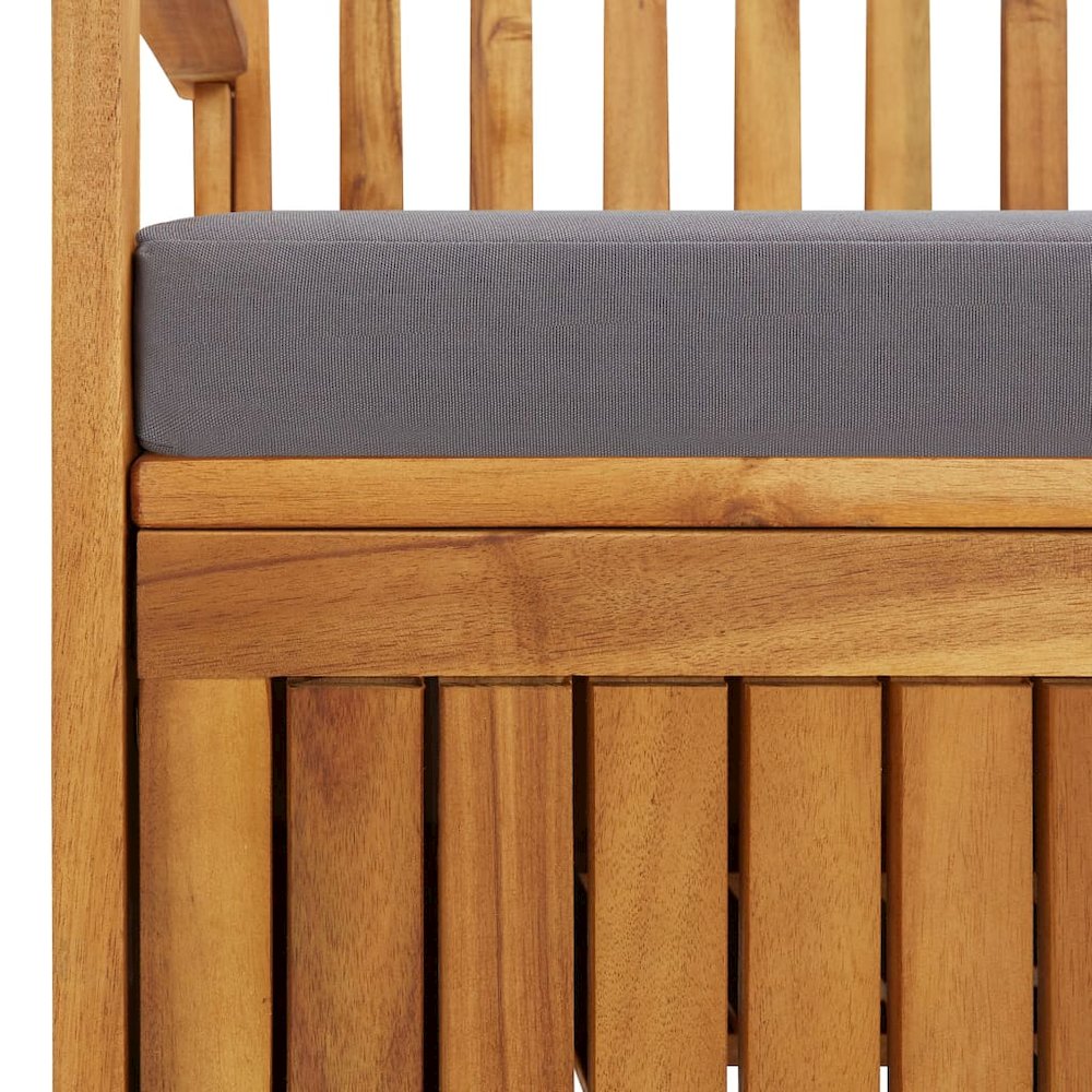 Storage Bench Dark grey seat cushion, Natural wood. Picture 6