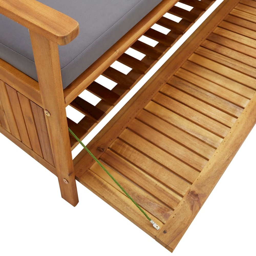 Storage Bench Dark grey seat cushion, Natural wood. Picture 8