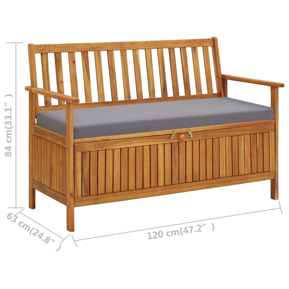 Storage Bench Dark grey seat cushion, Natural wood. Picture 9