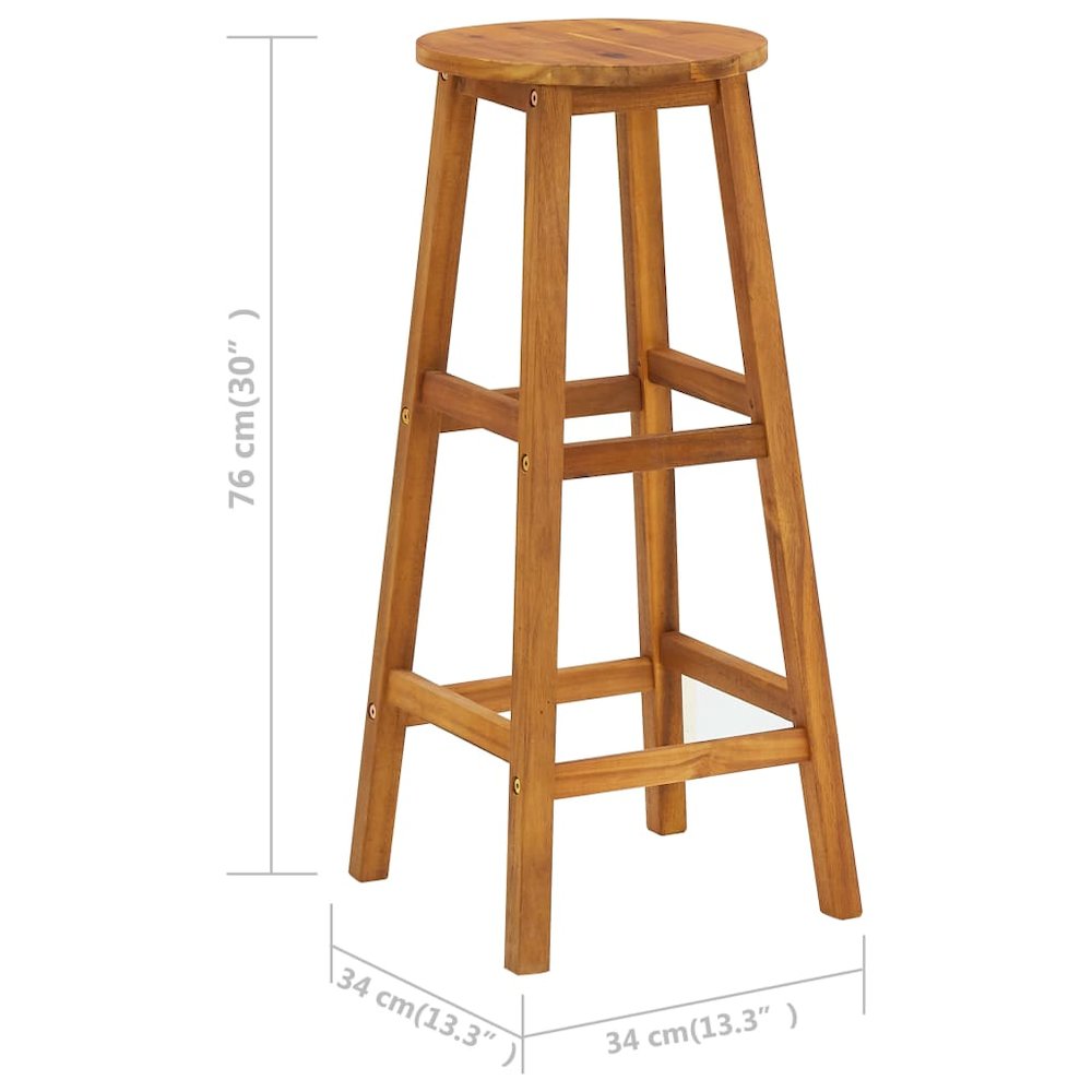 Bar Stool Set of 4 Acacia Wood Color Solid Acacia Wood Standard. Picture 6
