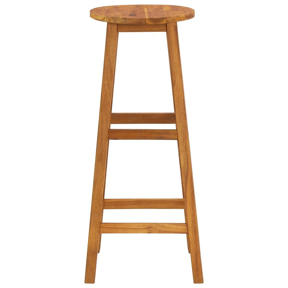 Bar Stool Set of 6 Solid acacia wood Standard Footrest. Picture 3