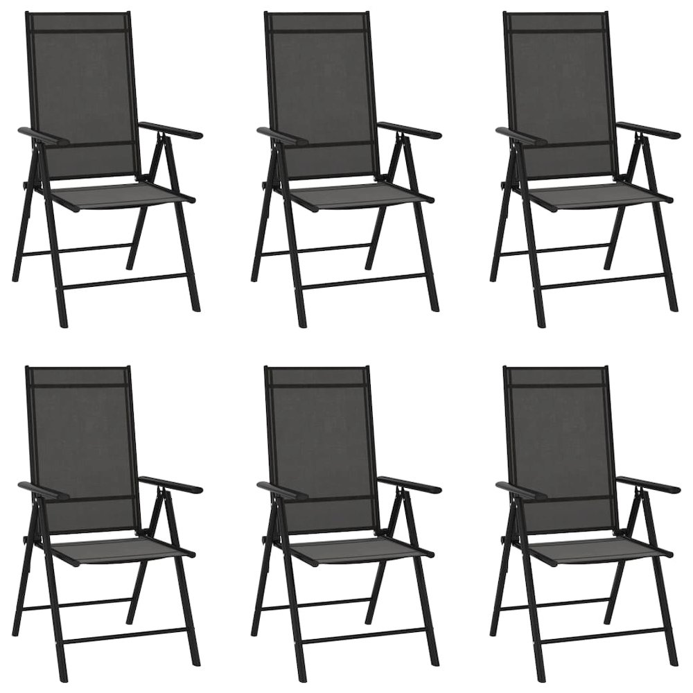 Garden Chair Set of 6 Black Aluminum Standard Foldable. Picture 1