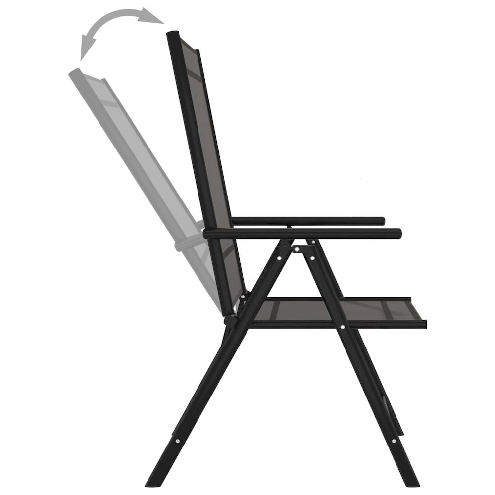 Garden Chair Set of 6 Black Aluminum Standard Foldable. Picture 6