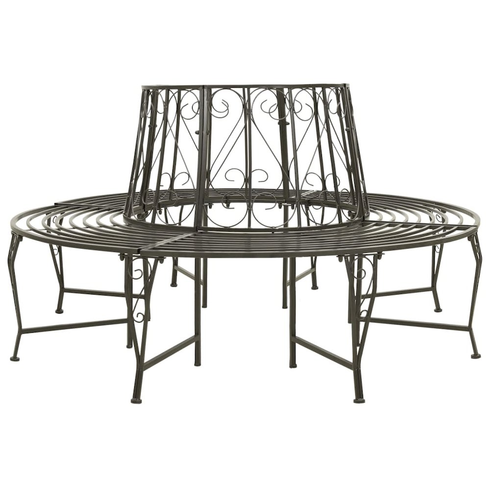 Tree Bench Silver grey Steel 63 in diameter Outdoor Bench Round. Picture 1
