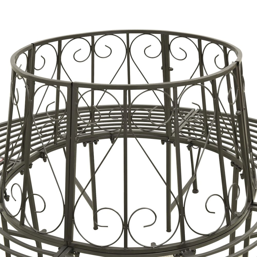 Tree Bench Silver grey Steel 63 in diameter Outdoor Bench Round. Picture 5