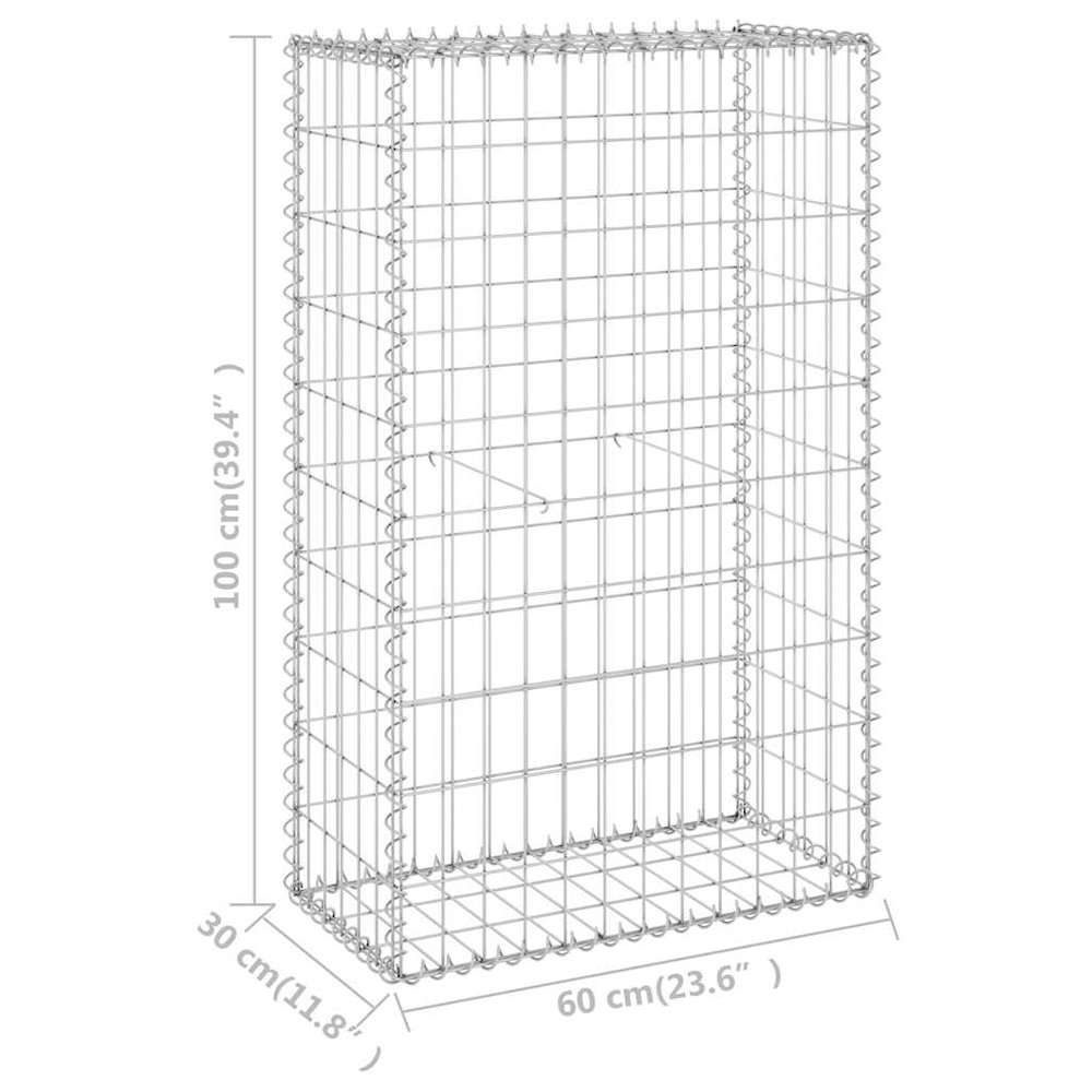 Gabion Wall with Covers Galvanized Steel 23.6"x11.8"x39.4". Picture 8