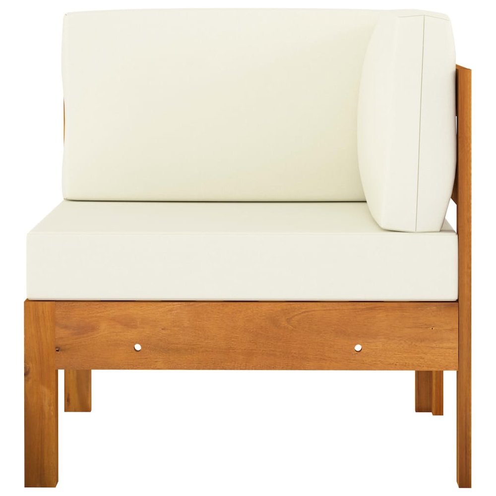 Wooden Lounge Set Cream White Solid Acacia Wood Standard Sturdy. Picture 2