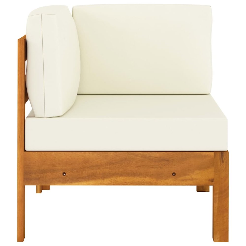 Wooden Lounge Set Cream White Solid Acacia Wood Standard Sturdy. Picture 3