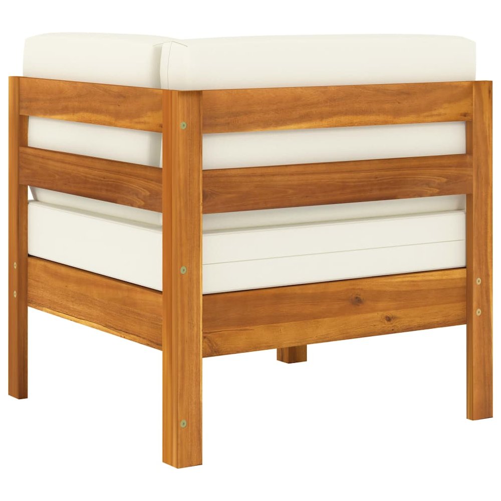 Wooden Lounge Set Cream White Solid Acacia Wood Standard Sturdy. Picture 4