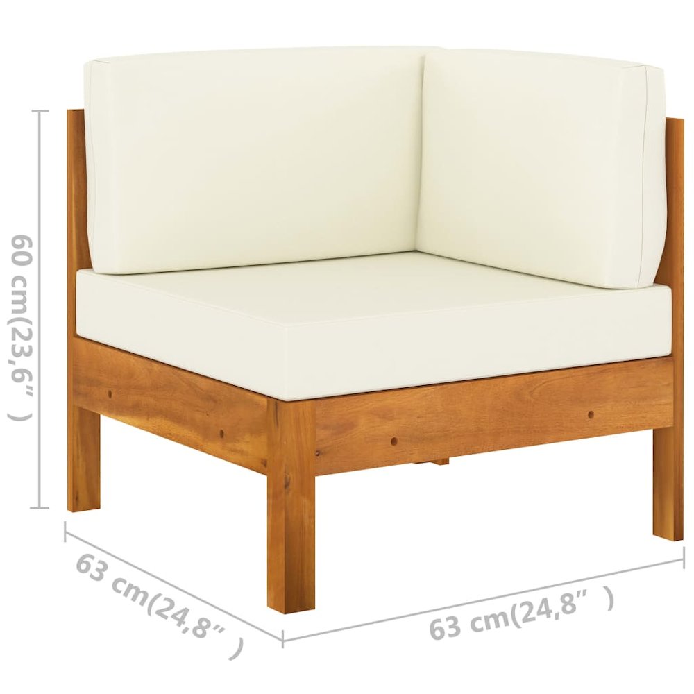 Wooden Lounge Set Cream White Solid Acacia Wood Standard Sturdy. Picture 7
