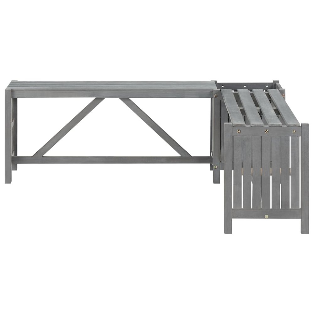 Garden Bench Grey Solid Acacia wood Medium Garden Bench Rustic. Picture 3