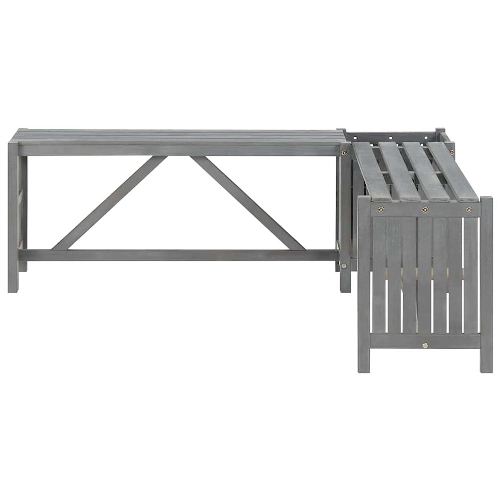 Garden Bench Grey Solid Acacia wood Medium Garden Bench Rustic. Picture 5