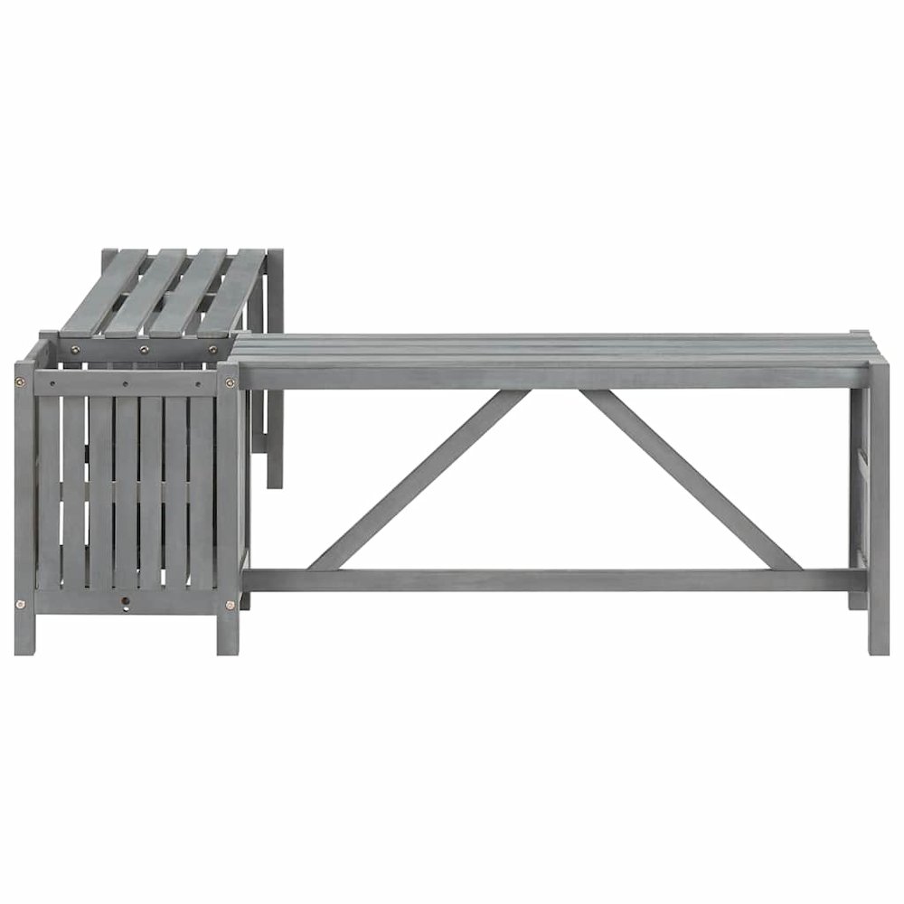 Garden Bench Grey Solid Acacia wood Medium Garden Bench Rustic. Picture 6