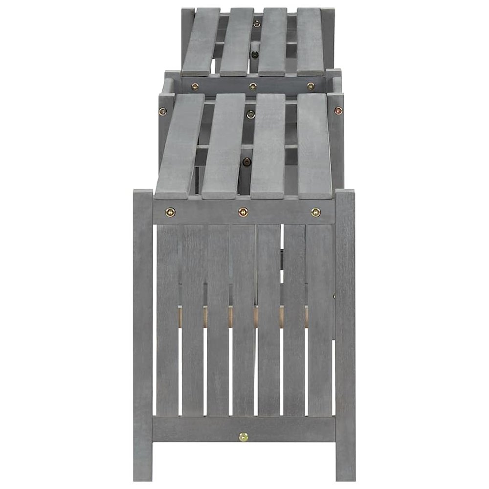 Garden Bench Grey Solid Acacia wood Medium Garden Bench Rustic. Picture 8