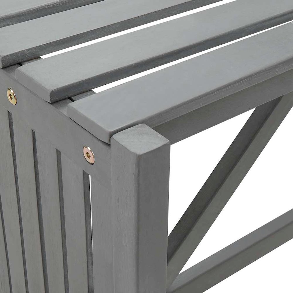 Garden Bench Grey Solid Acacia wood Medium Garden Bench Rustic. Picture 9