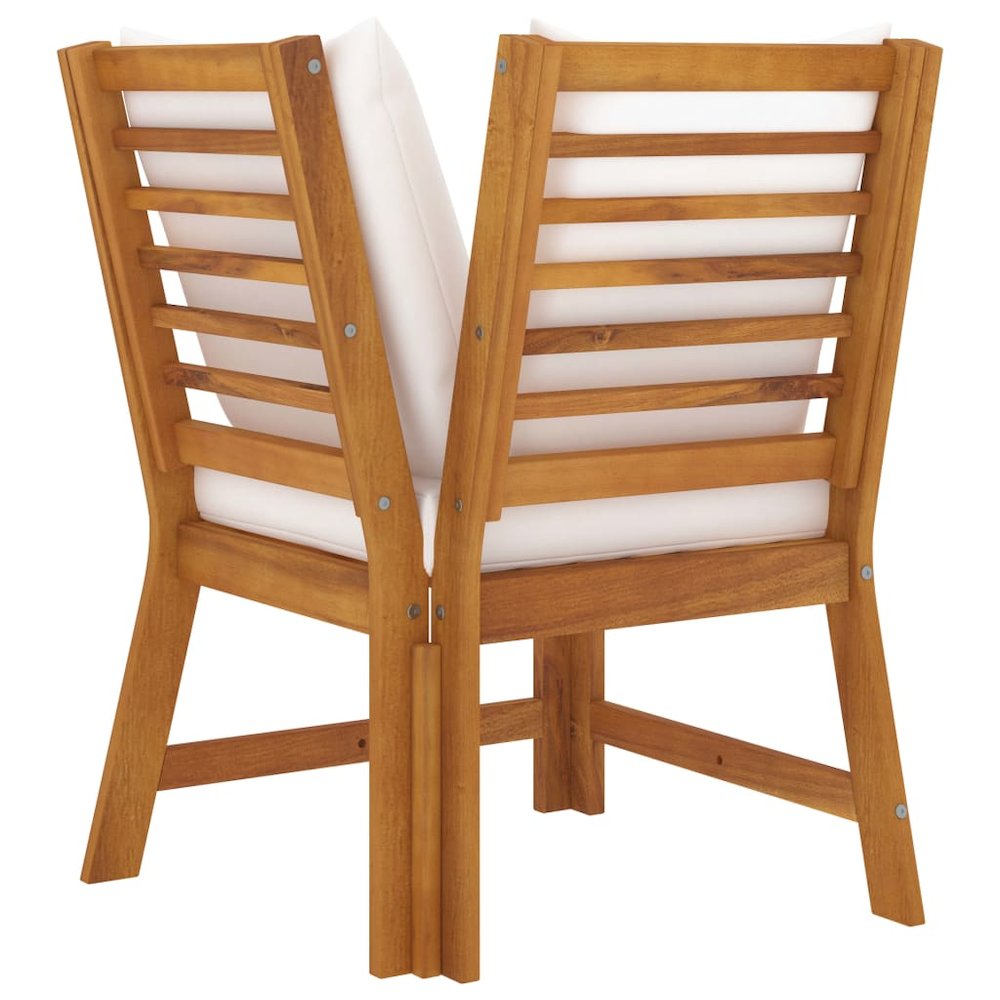 Garden Lounge Set Cream and Acacia Wood. Picture 5